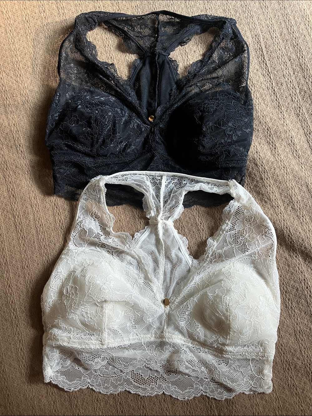 Pearl by VENUS Lace Racerback Bralettes in Black and Ivory